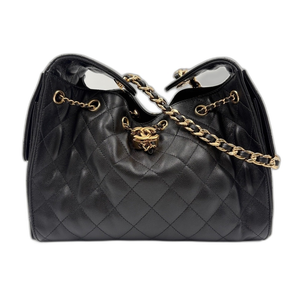 CHANEL Matelassé Small Handbag, Black